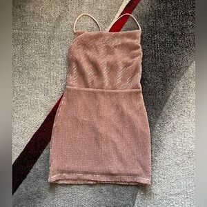 NBD Revolve Rose Gold Sequin Mini Slip Dress